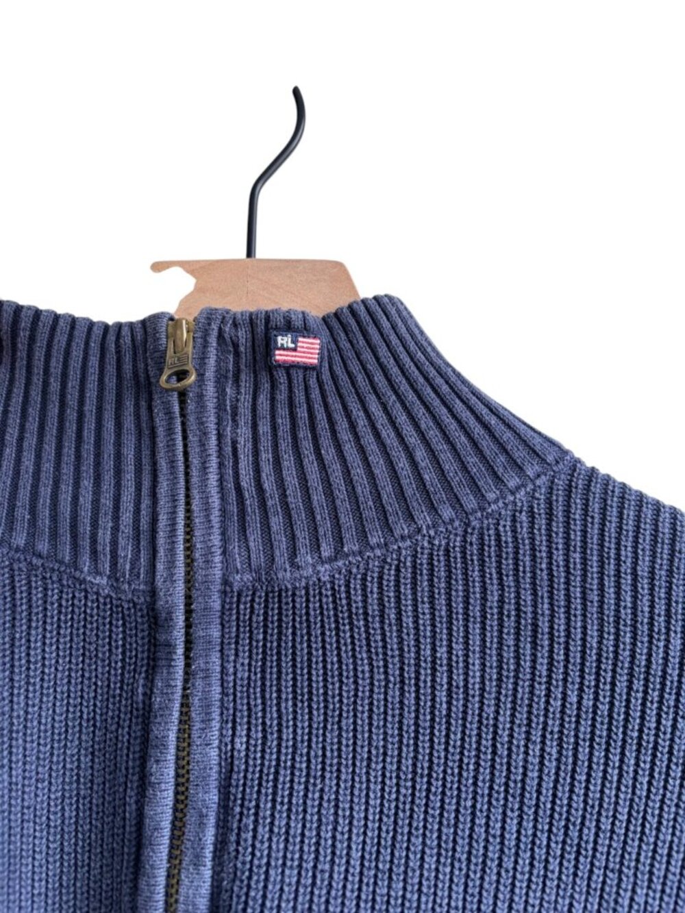 Vintage 90s Ralph Lauren Polo Jeans Company Flag Logo Sweater Cotton Blue XL - Picture 3 of 5